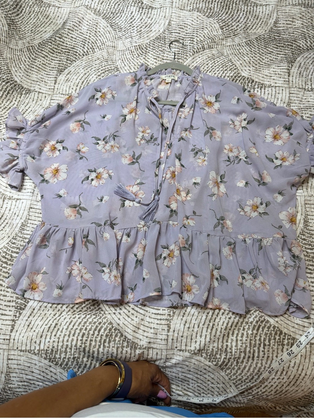UmgeeFloral Ruffle Peplum Blouse - Lavender - Picture 8 of 8